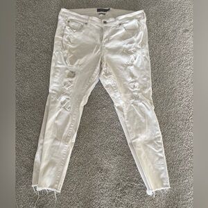 Torrid White Distressed Cropped Boyfriend Jeans